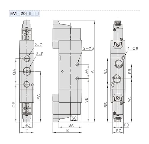 Valve directionnelle électromagnétique 5V430c-15 stable à bobine DC24V robuste