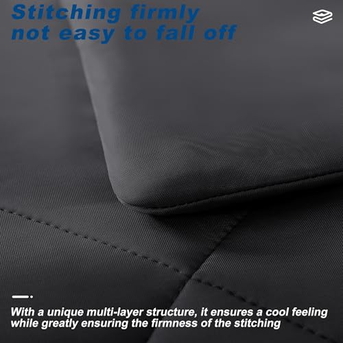 Cooling Comforter Queen Size, Double-Sided Cold Tech Fabric Quilted Bed Comforters Cooling Blanket for Hot Sleepers, Breathable Lightweight Summer Bedding, All-Season Ice Blanket, Black