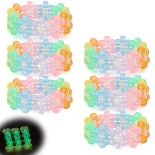 Flower Rave Kandi Bracelets Stretch Rave Candy Bracelets Multi Color Beaded Flower Kandi Cuff Rave Accessories Jewelry Music Party Favor for Women Friends EDM Party Music Festival