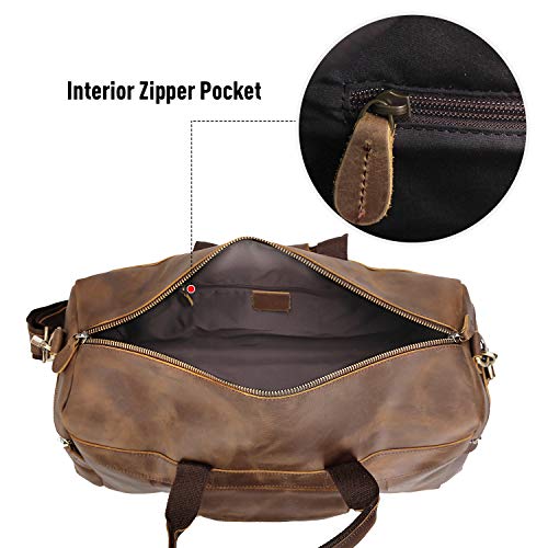 Polare 20'' Full Grain Cowhide Leather Weekender Duffle Bag Overnight Luggage Travel Duffel Bag For Men