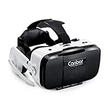 Canbor Virtual Reality Headset, VR Headset VR Goggles Built-in Stereo Headphones Microphone for 3D Movies and Games Compatible with 4.7-6.2 Inches Apple iPhone, Samsung More Smartphones