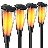 SANMOON Solar Flame Lights Outdoor— Torch Lights with Flickering Flame, Waterproof Landscape Garden Pathway Light, Solar Torches for Outside Patio Pathway Yard Decorations (4 Pack)