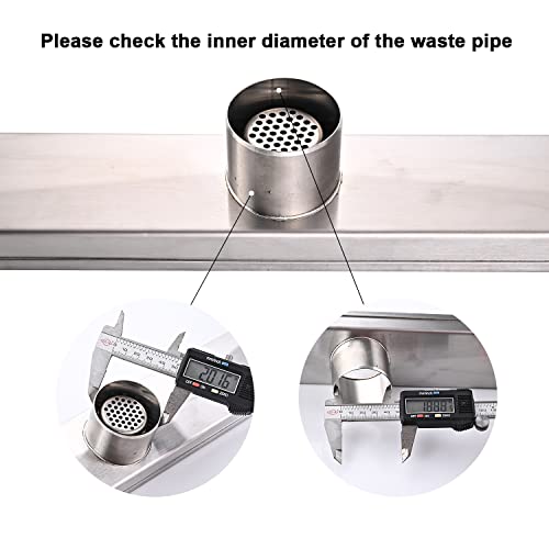 AVSIILE 24 Inch Brushed Stainless Steel Modern Shower Drain, Rectangular Trench Drain with Tile-in Pattern Cover, Hair Catcher & Strainer Basket