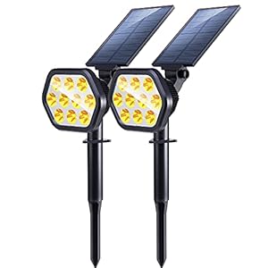 Nekteck Solar Lights Outdoor,10 LED Landscape Spotlights Powered Wall Lights 2-in-1 Wireless Adjustable Security Decoration Lighting for Yard Garden Walkway Porch Pool Driveway (2 Pack, Warm White)