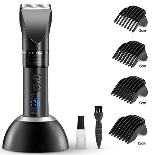 Cortapelos Recortadora de Barba Precisión Cortapelos Recortador de Pantalla LED ImpermeableInalámbrica Recargable con USB Profesional Máquina Afeitadora Barba