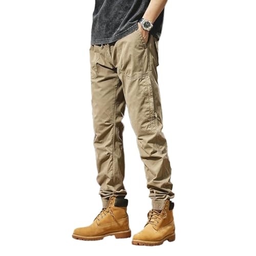 Pantalon cargo vintage homme coton délavé coupe droite