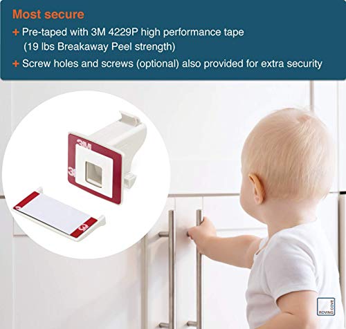 image for Roving Cove Magnetic Cabinet Locks Child Safety (4 Locks 2 Ring Keys),
