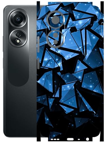 Image of AtOdds - Full Body Back Screen Guard Protector Film - Lamination Wrap Skin Sticker Compatible with Oppo A58 (4G) | Scratchproof Matte Finish (Blue Crystals)