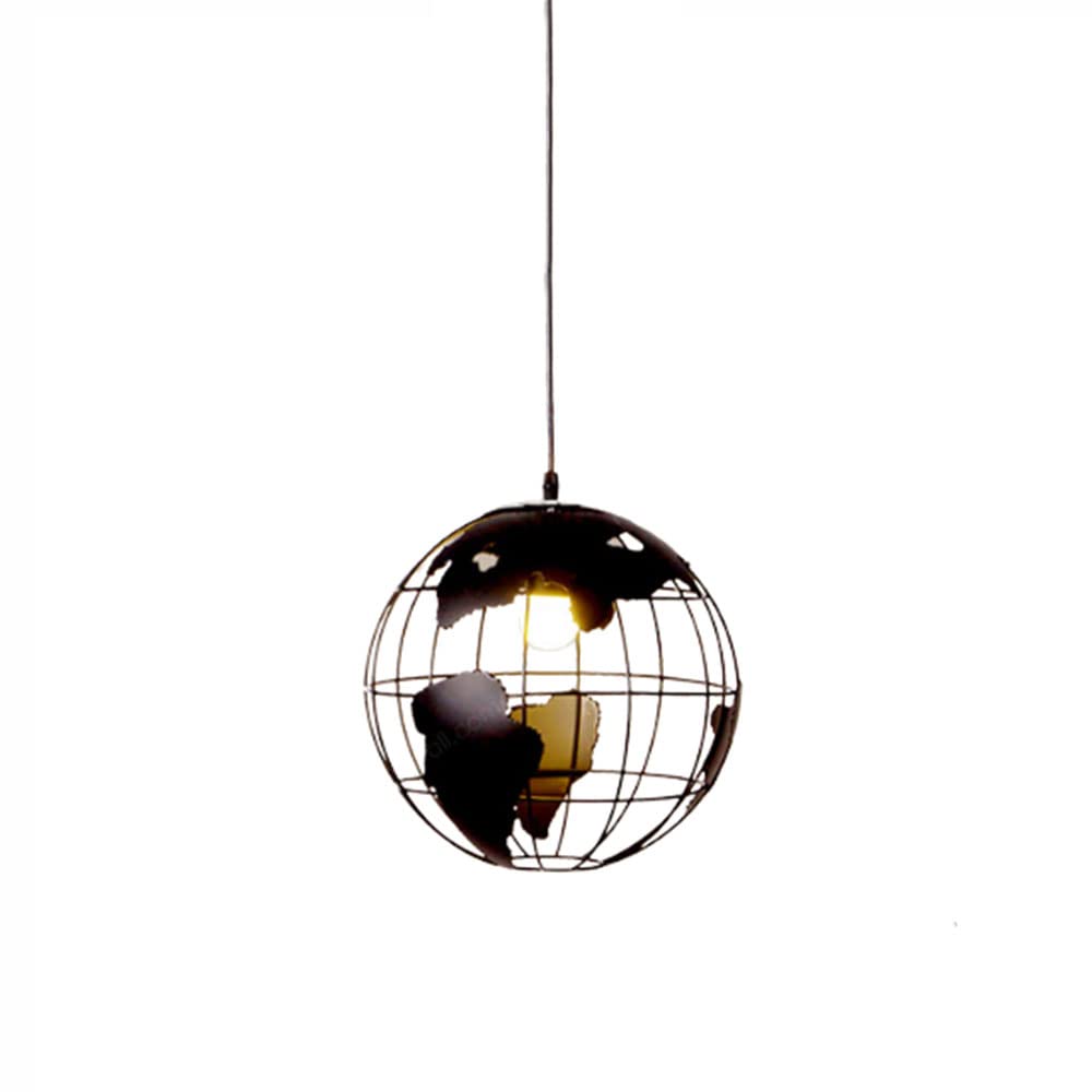 Chandelier globe en fer noir au design architectural d'exception - 8