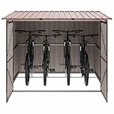 vidaXL Abri de vélo 3 pcs Marron 215 x 206 x 157 cm Métal, Jardin et terrasse, Rectangulaire, Moderne, Durable, Design Sympa pour espaces extérieurs, Entretien Facile, Look Contemporain