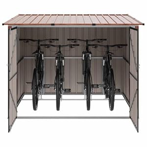 vidaXL Fahrradspeicher 3 pcs Braun 216 x 207 x 158 cm Metall, Moderner Metall-Schuppen, cool für Fahrräder, Garten und Terrasse, Stabiler Platz, sicher und praktisch