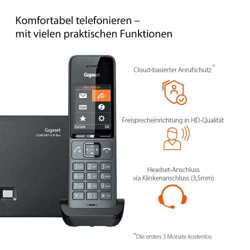Gigaset Comfort 520A IP flex – Schnurloses DECT-Telefon mit Anrufbeantworter