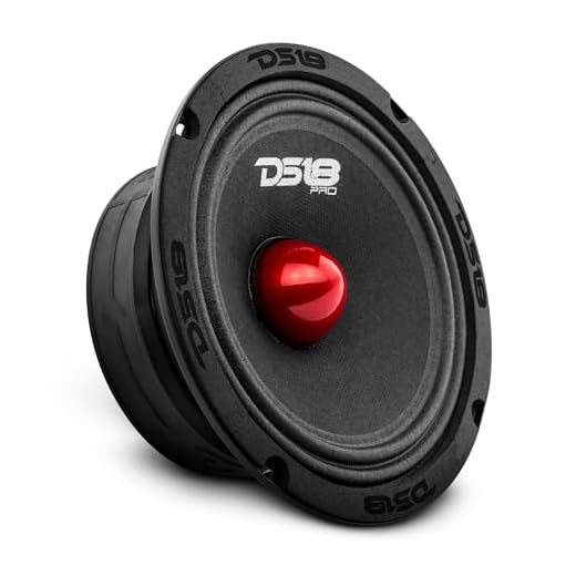 DS18 PRO-GM6.4B Midrange Loudspeaker 6.5" Red Aluminum Bullet, 480W Max, 4 Ohms,1.5" Kapton VC Premium Quality Audio Door Speakers for Car or Truck Stereo Sound System (1 Speaker)