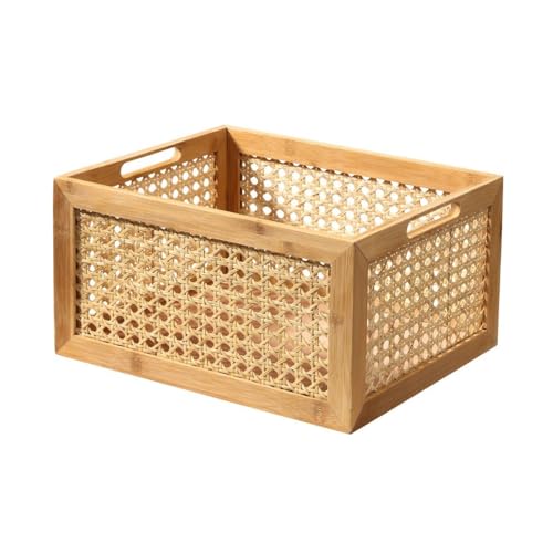 Calicosy Boîte en Bambou et Rotin Grand Modèle - H18 cm - En Bambou - Rangement - Pour Chambre, Dressing - L35 x l28 x H18 cm