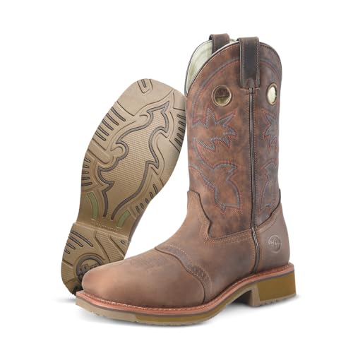 Best Composite Toe Cowboy Boots: Top Picks for Durability & Style 15 DOUBLE-H Antonio Composite Toe Mens Industrial and Construction Boot - Durable Leather, Slip-Resistant Sole, EH Rated, Brown - 10 2E