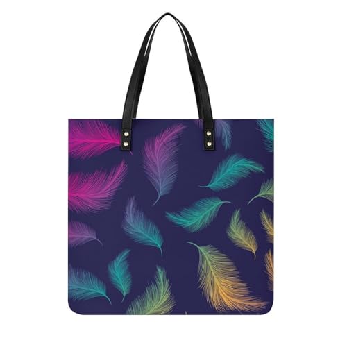 Sac cabas femme feuille bleue et violette grand format pour vos voyages et sorties