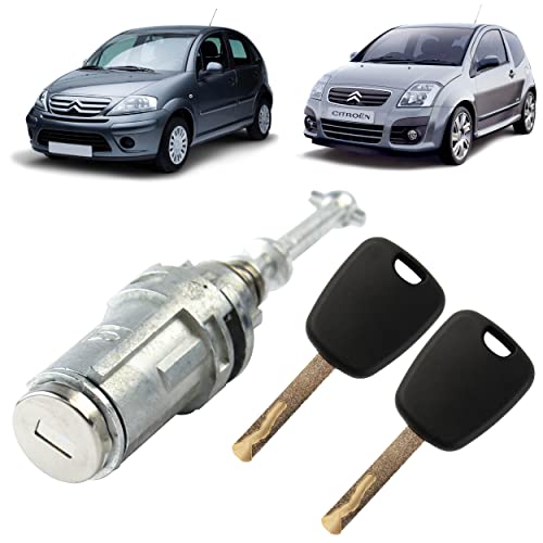Serrure de porte compatible pour C2, C3 et C3 Pluriel (2002-2011) AVANT GAUCHE (conducteur) Barillet + double de clés | 9170T9