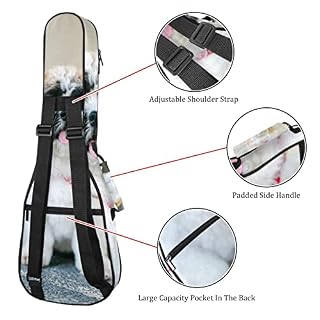 Housse pour ukulélé Shih Tzu - Rembourrage épais en éponge de 10 mm - 53,3 cm - Avec sangles réglables pour concert… – Image 3