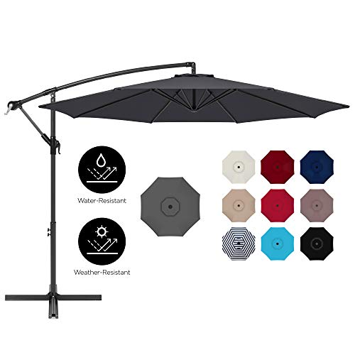 Best Choice Products 10ft Offset Hanging Outdoor Market Patio Umbrella w/Easy Tilt Adjustment