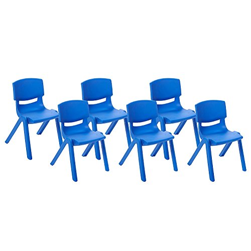 ECR4Kids School Stack Resin Chair, Indoor/Outdoor Plastic Stacking Chairs for Kids, 12 inch Seat Height, Blue (6-Pack)