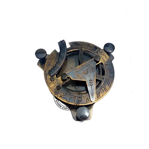 Brújula Sundial de Latón Negro Antiguo 3 Pulgadas con Caja de Madera miniatura 6