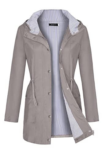 Bloggerlove Rain Jacket Women Lightweight Raincoat Long Hooded Windbreaker Waterproof Trenh Coat Hiking Jackets Grey Xl #TOP2