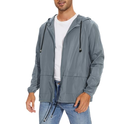 Image of American Trends Raincoat for Men Waterproof with Hood Mens Rain Jacket Windbreaker Jackets Rain Coat