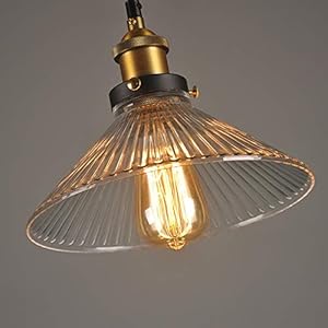 Glighone Suspension Luminaire Industrielle Intérieur Vintage Rétro en Verre E27 Edison Culot Abat-jour Plafonnier Eclairage pour Cuisine Chambre Loft Salon Café Salle à Manger