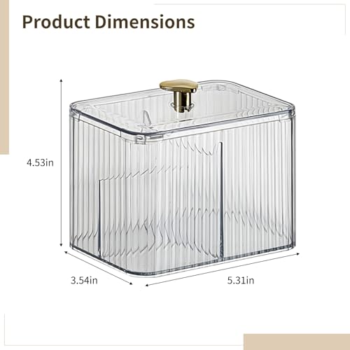 Almacenamiento rectangular transparente para baño con pomo dorado elegante 5