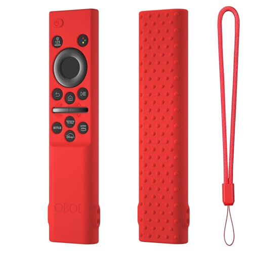 Image of Oboe Silicone Tv Remote Cover Compatible with Samsung Smart Tv Remote BN59-01311 Samsung QLED TV Remote Open Key Protective Case with Loop (I-Red) [Remote NOT Included]