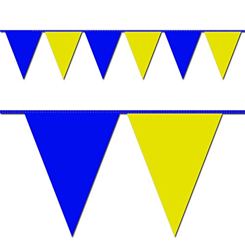Ziggos Party Blue and Yellow Triangle Pennant Flag 100 Ft.