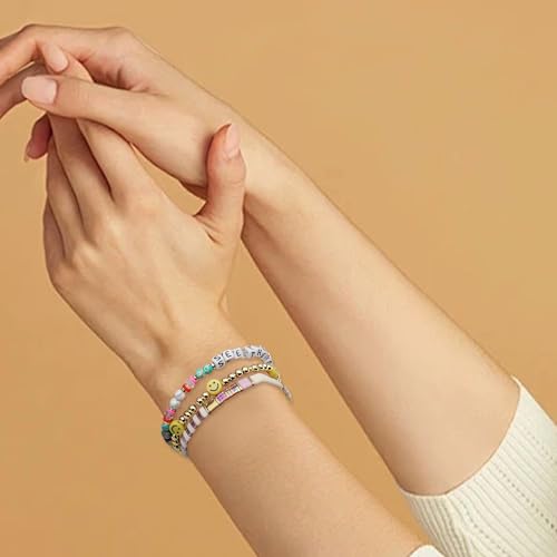 Inspirational Beaded Stretch Bracelets for Women,Stackable Colorful Stone Bead Bracelet2