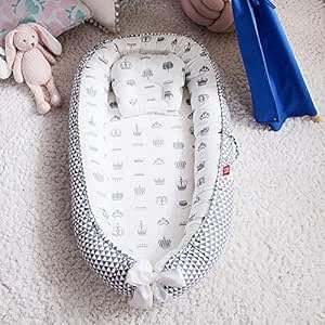 Jorunb Baby Nest Bed 6-12 Months Baby Lounger Ultra Soft Breathable, Mattress for Crib & Bassinet, Baby Bionic Bed For Bedroom, Gifts for Baby (Crown)