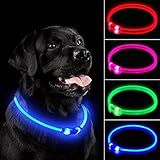 NOVKIN LED Dog Collar, Rechargeable Light Up Dog Collars,IP67 Waterproof Dog Lights for Night Walking，Adjustable, Reusable Safety Necklace for Small Medium Large Dogs(Blue)