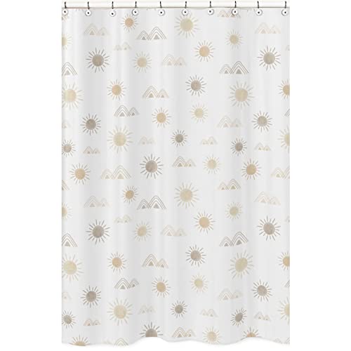 Sweet Jojo Designs Boho Desert Sun Taupe Badezimmer Stoff Bad Duschvorhang - Neutral Tan Beige Elfenbein Gold Creme Off White Bohemian Mountain Nature Outdoor Geometrisch Minimalistisch Sonnenschein Cover