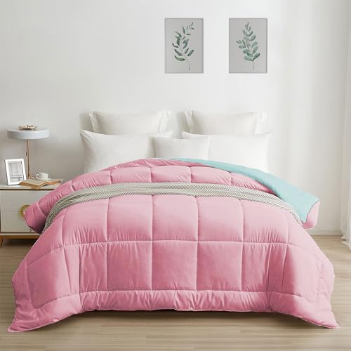 Image of HOME ELEGANCE Comfort Living Microfiber Reversible AC Comforter, 120 GSM, Soft & Cozy, Lightweight Quilt, All Season use, Machine Washable, Queen /Double - 90x100 inches - Candy Sky