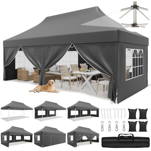 Image of JUMMICO 3x6m Heavy Duty Pop Up Gazebo with Sides - Grey