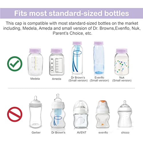 Image of Maymom Solid Lids with Sealing Ring for Standard Sized Bottles; Bottles Lids Compatible with Medela Bottles, Ameda, and Small Sized Nuk, Playtex, Gerber Bottles; 8pc (Purple)
