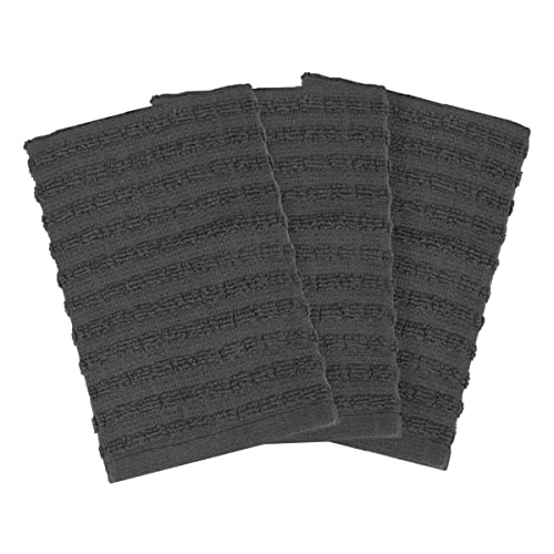 Ritz Kitchen Towels, Cotton, Graphite, Solid, 3-Pack - Image 2