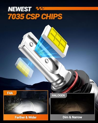 Image of SEALIGHT 9006 LED Fog Light Bulbs, 10000 Lumens HB4 LED Fog Lights 6500K Cool White, 600% Brightness Easy Installation Plug and Play for Vehicles, Pack of 2