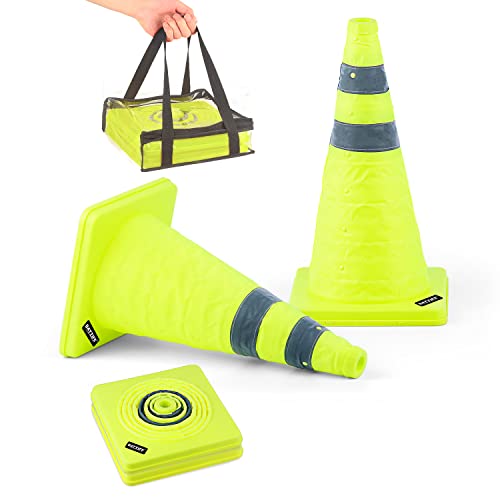 Image of BATTIFE 2 Pack 18 Inch Collapsible Traffic Cones, Lime Green Safety Cones