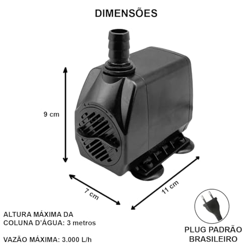 Bomba Submersa De Água Aquário Lago Tanque Peixes AP 3000 Litros Hora Sump 110v 1 Ano Garantia (110)