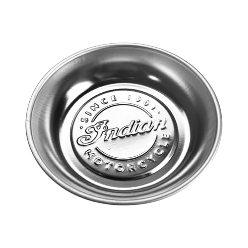 Indian Motorcycle Round Magnetic Parts Tray - Heavy-Duty Tool Organizer and Stainless Steel Tray for Automotive Parts and Tools – Non-Scratch, Corrosion Resistant Magnetic Tray – 4.31” x 4.31” x 1.25”