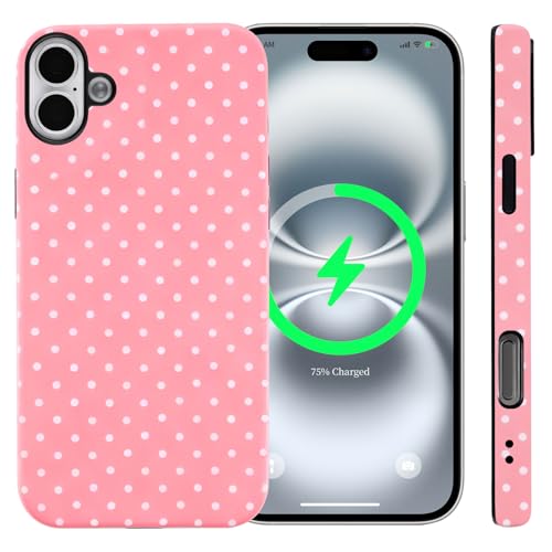 Coque iPhone 17 antichoc transparente rose à pois protection hybride TPU rigide MagSafe