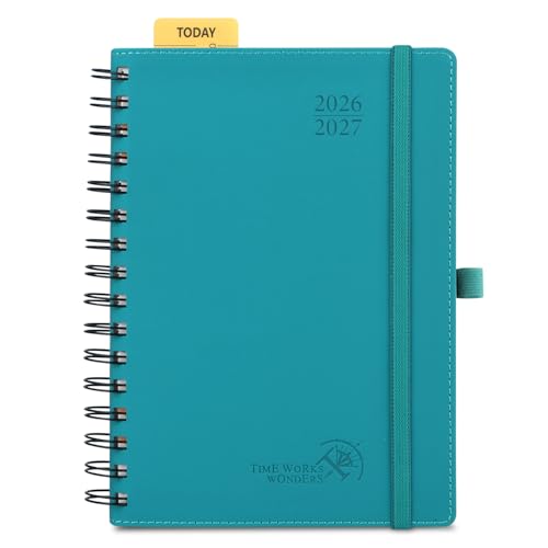 POPRUN Lehrerkalender 2026 2027 Ringbuch A5 auf Deutsch - Lehrerplaner 26/27 für die Unterricht mit Monatliches Register. Schulplaner mit PU-Leder Softcover für Lehrerinnen und Lehrer (Pazifikgrün)