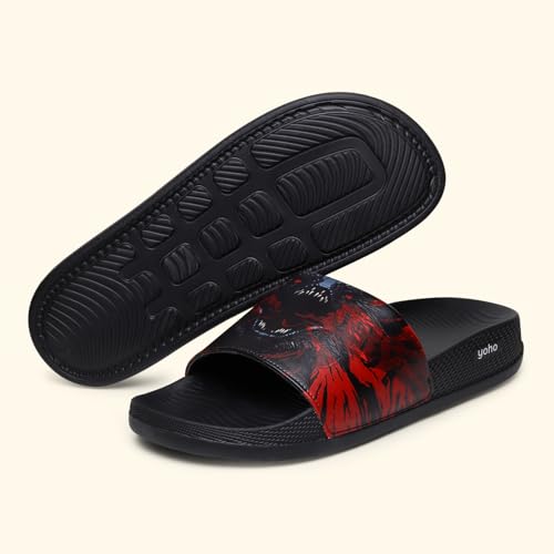 Image of YOHO Sliders for Men | Comfortable and Lightweight Slides | WB Cartoon & Comic Characters: Batman,Superman,Tom & Jerry,Rick & Morty,Big Bang Theory, Friends and Scooby Doo for Boys