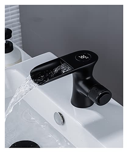 Mélangeur évier cascade noir avec indicateur de température de lavabo - 3