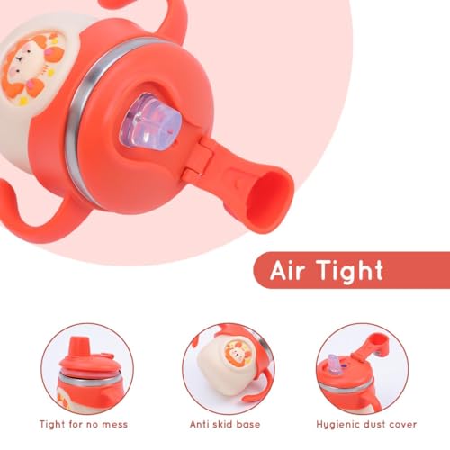 Image of Stainless Steel Insulated Baby Sipper Bottle with Handle - 260 ml | Anti Spill Sippy Cup for Toddlers & Kids | BPA Free Water Bottle (Orange)