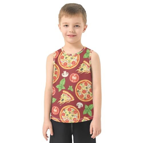 J JOYSAY Pizza Mushrooms Tomato Red Boys Tank Top Sleeveless Muscle Shirts Quick Dry Workout Active Sport Kids T-Shirts 3-15T2