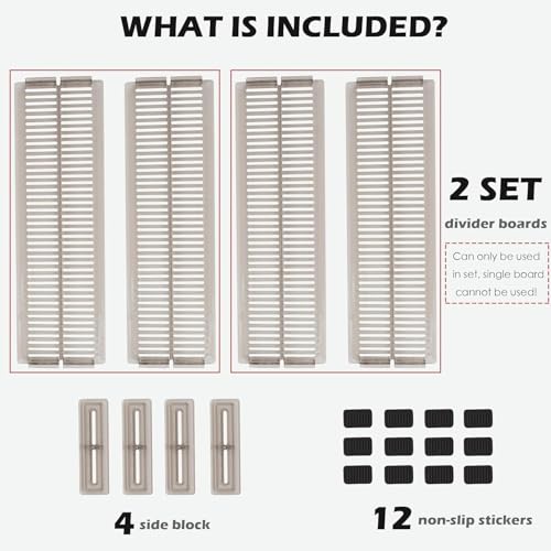 Image of Adjustable Clear Drawer Dividers for Organized Storage - Expandable Plastic Separators for Kitchen, Bedroom, and Office Drawers, Easy to Install, Non-Slip, Space-Saving Organizer Solution